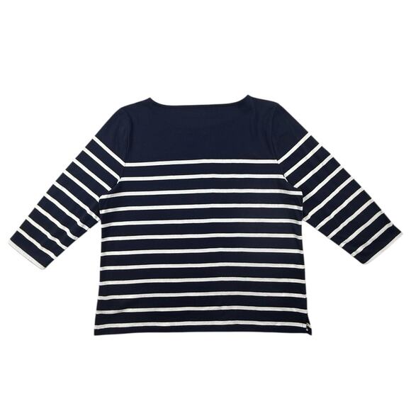 Talbots Top Stripe Pearl Embellished Cotton Bateau Neck 3/4 Sleeve Womens XLP - Picture 7 of 11